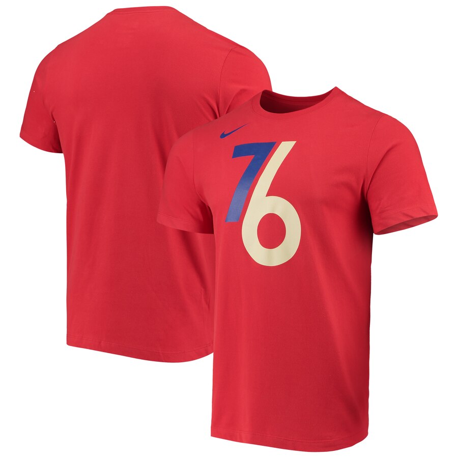 Men 2020 NBA Nike Philadelphia 76ers Red City Edition Logo DFCT Performance TShirt-0